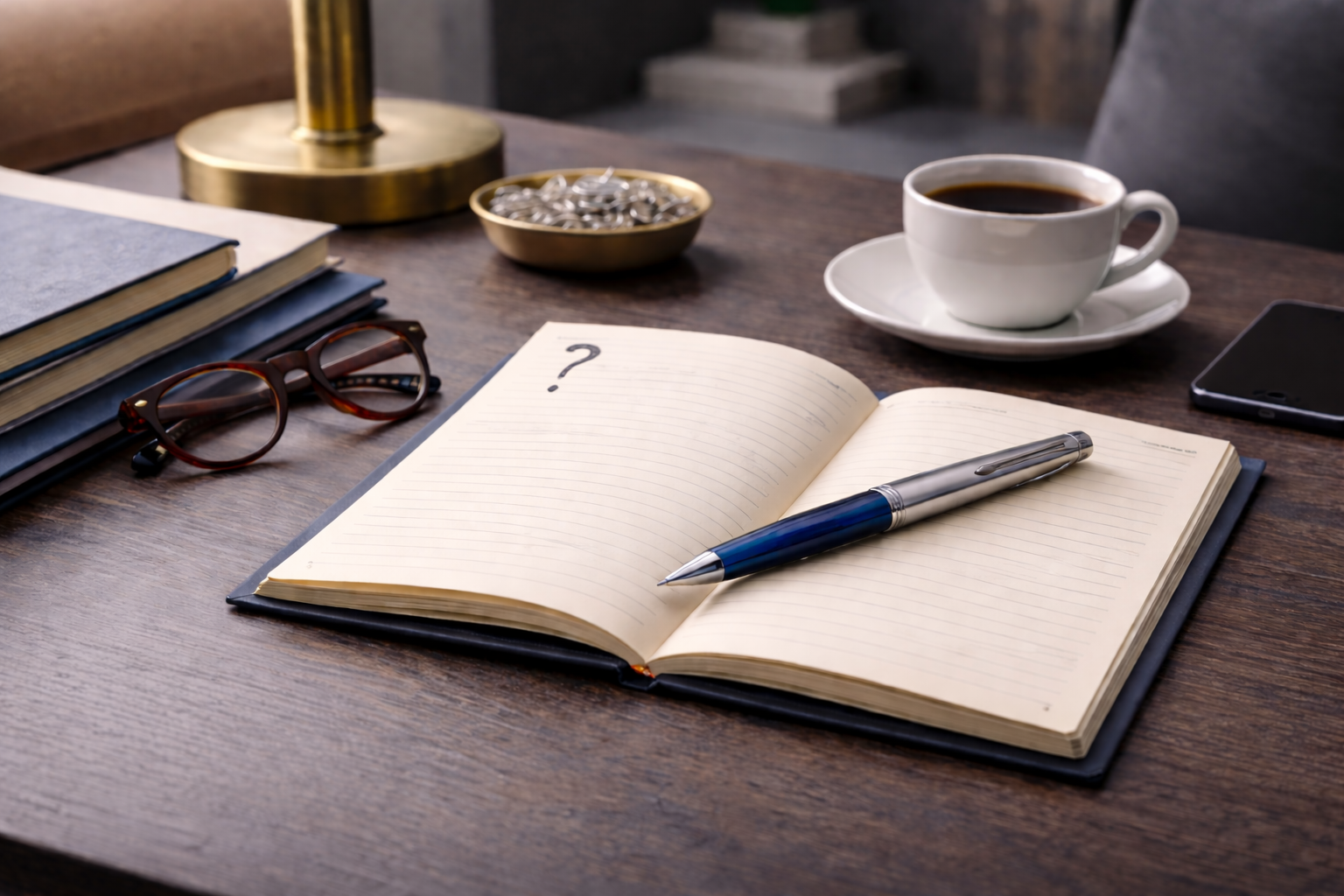 Open notebook on a desk